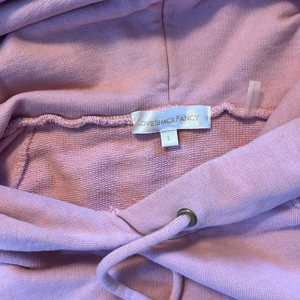 LoveShackfancy Annrosa sugar poppy distressed hoodie pink size large - Picture 3 of 11